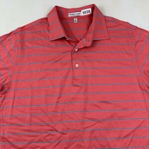 VTG Peter Millar Polo Shirt Mens Medium Cotton‎ Short Sleeve Red Blue Stripes